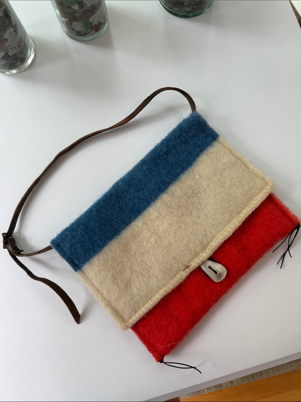 Vintage Horse Blanket Bag - Horn button closure.  NEW